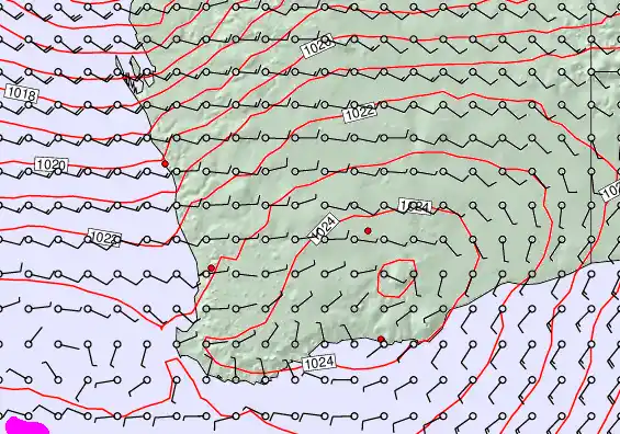 Perth forecast chart for Monday, May 18th, 2026 at 6:00 PM