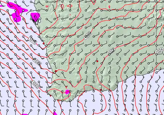 Perth forecast chart for Thursday, May 21st, 2026 at 6:00 PM