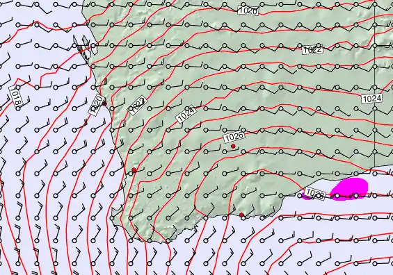 Perth forecast chart for Saturday, May 23rd, 2026 at 6:00 PM