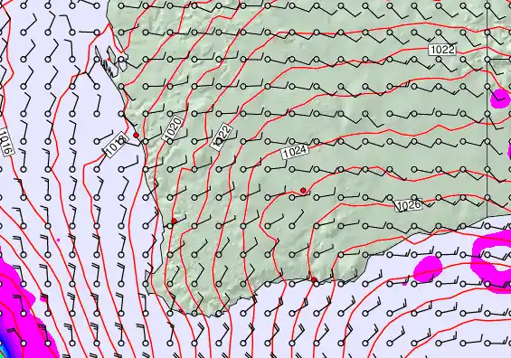 Perth forecast chart for Sunday, May 24th, 2026 at 12:00 PM
