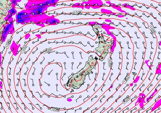 New Zealand forecast chart for Friday, May 15th, 2026 at 6:00 AM