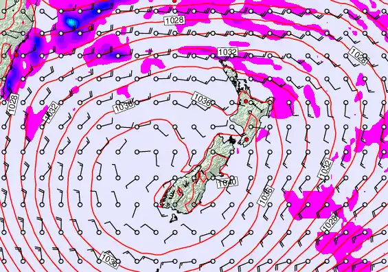 New Zealand forecast chart for Friday, May 15th, 2026 at 12:00 PM