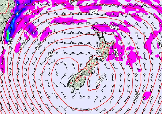 New Zealand forecast chart for Saturday, May 16th, 2026 at 6:00 AM