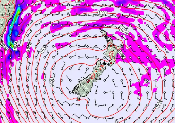 New Zealand forecast chart for Saturday, May 16th, 2026 at 6:00 PM