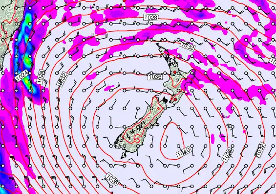 New Zealand forecast chart for Sunday, May 17th, 2026 at 12:00 AM