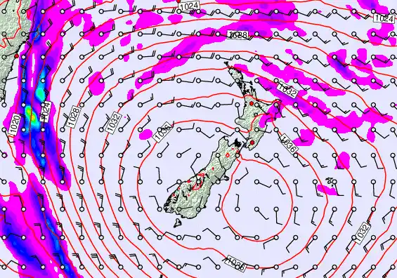 New Zealand forecast chart for Sunday, May 17th, 2026 at 6:00 AM