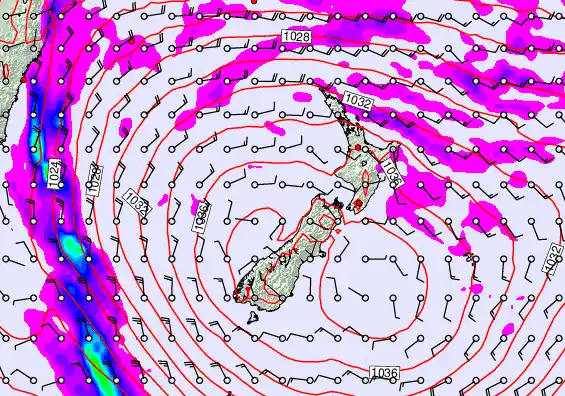 New Zealand forecast chart for Sunday, May 17th, 2026 at 12:00 PM