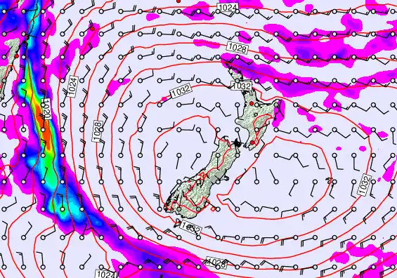 New Zealand forecast chart for Monday, May 18th, 2026 at 6:00 AM