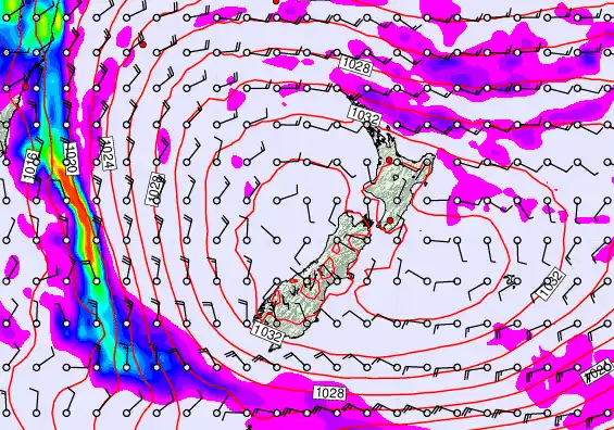 New Zealand forecast chart for Monday, May 18th, 2026 at 12:00 PM