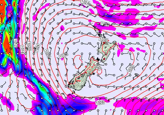 New Zealand forecast chart for Tuesday, May 19th, 2026 at 12:00 AM