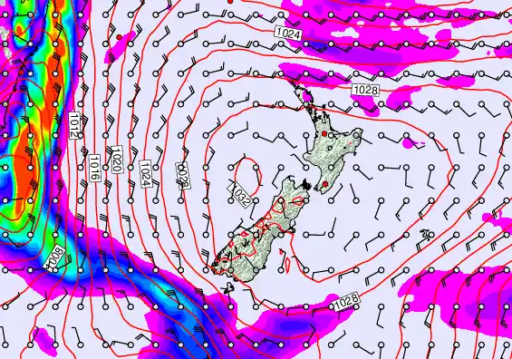 New Zealand forecast chart for Tuesday, May 19th, 2026 at 6:00 AM