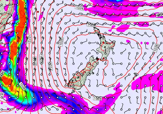 New Zealand forecast chart for Tuesday, May 19th, 2026 at 12:00 PM
