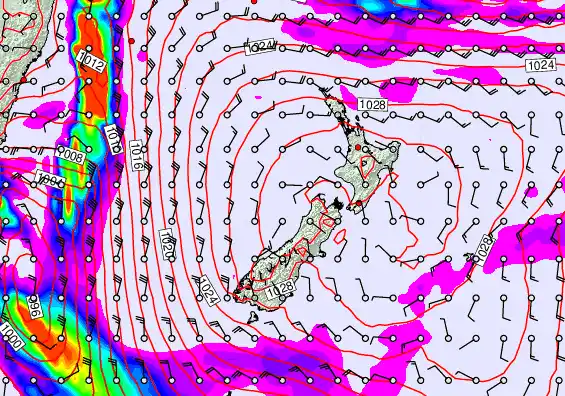 New Zealand forecast chart for Tuesday, May 19th, 2026 at 6:00 PM