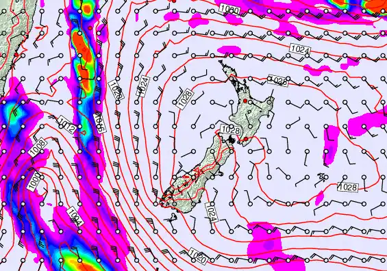 New Zealand forecast chart for Wednesday, May 20th, 2026 at 6:00 AM