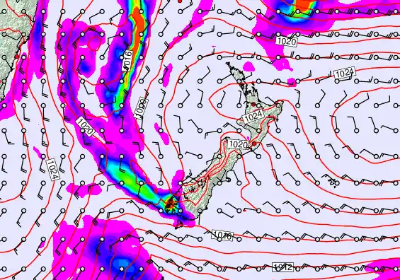 New Zealand forecast chart for Friday, May 22nd, 2026 at 12:00 AM