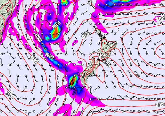 New Zealand forecast chart for Friday, May 22nd, 2026 at 12:00 PM