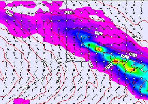Pitcairn Island forecast chart for Monday, May 18th, 2026 at 6:00 PM