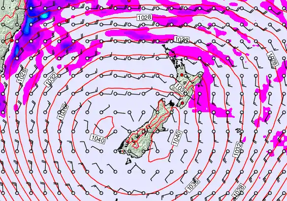 New Zealand forecast chart for Saturday, May 16th, 2026 at 12:00 AM