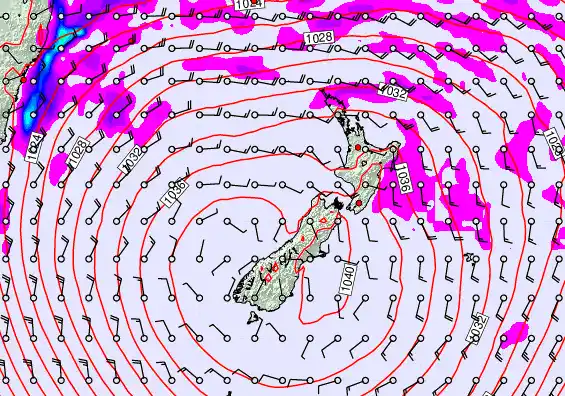 New Zealand forecast chart for Saturday, May 16th, 2026 at 6:00 AM