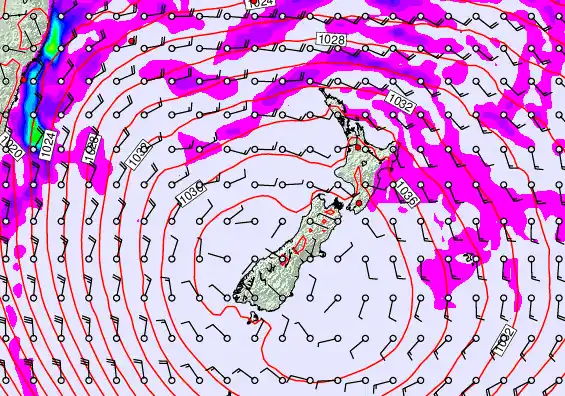New Zealand forecast chart for Saturday, May 16th, 2026 at 6:00 PM