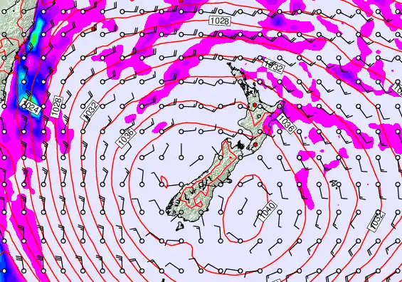 New Zealand forecast chart for Sunday, May 17th, 2026 at 12:00 AM