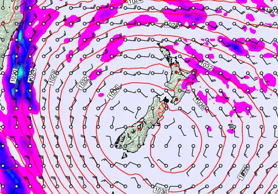 New Zealand forecast chart for Sunday, May 17th, 2026 at 6:00 AM