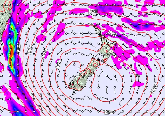 New Zealand forecast chart for Sunday, May 17th, 2026 at 12:00 PM