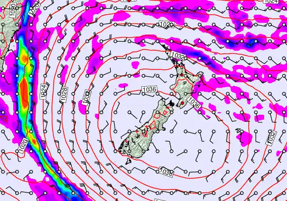 New Zealand forecast chart for Sunday, May 17th, 2026 at 6:00 PM
