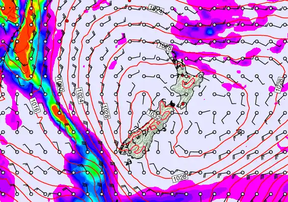New Zealand forecast chart for Tuesday, May 19th, 2026 at 12:00 AM