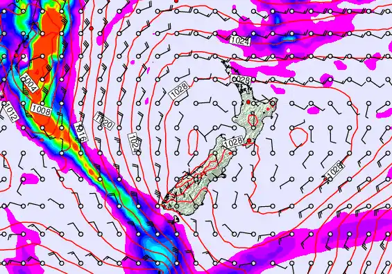 New Zealand forecast chart for Tuesday, May 19th, 2026 at 6:00 AM