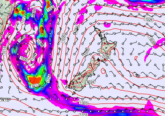 New Zealand forecast chart for Wednesday, May 20th, 2026 at 12:00 PM