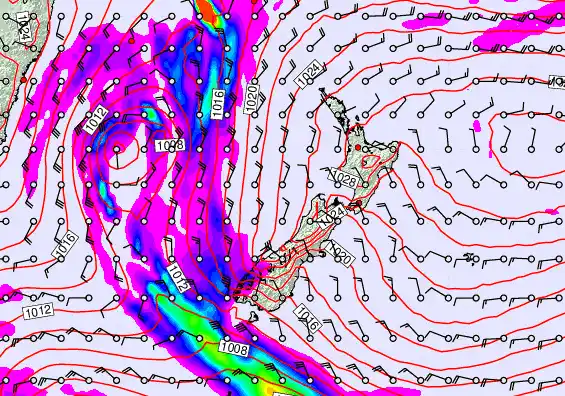 New Zealand forecast chart for Thursday, May 21st, 2026 at 12:00 PM