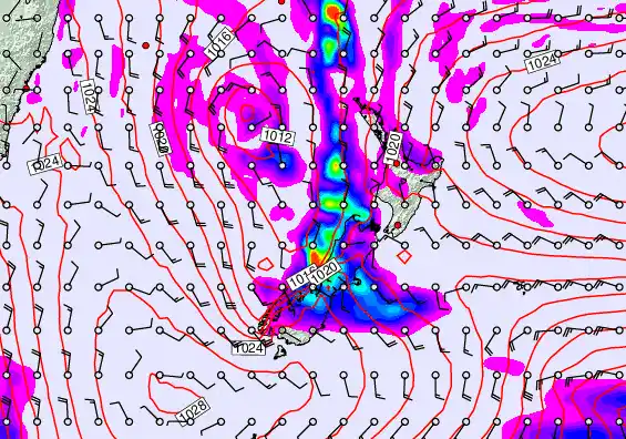 New Zealand forecast chart for Saturday, May 23rd, 2026 at 12:00 AM