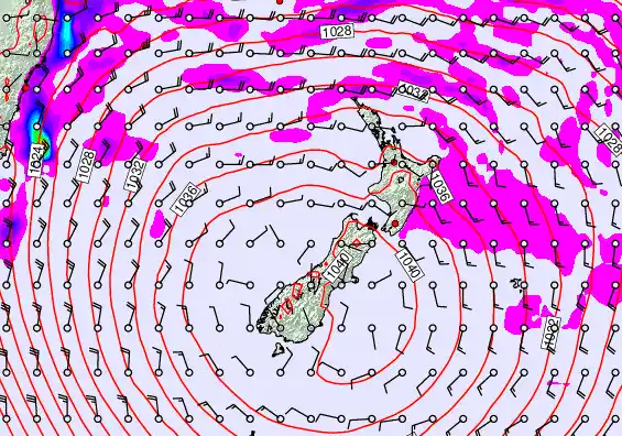 New Zealand forecast chart for Saturday, May 16th, 2026 at 12:00 PM