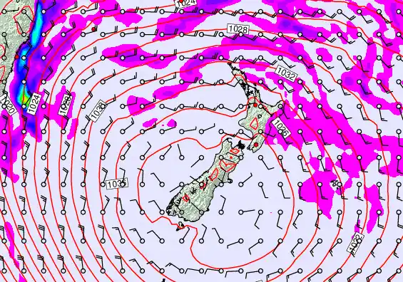 New Zealand forecast chart for Saturday, May 16th, 2026 at 6:00 PM