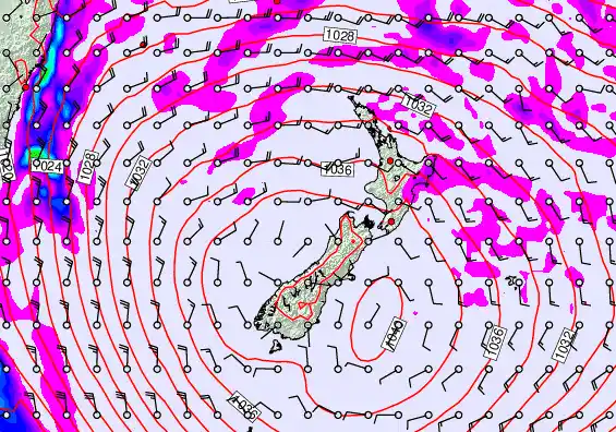 New Zealand forecast chart for Sunday, May 17th, 2026 at 12:00 AM