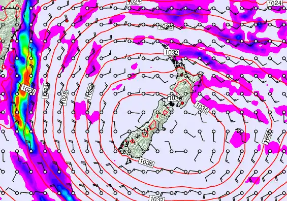 New Zealand forecast chart for Sunday, May 17th, 2026 at 6:00 PM