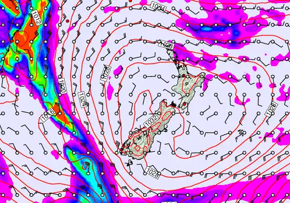 New Zealand forecast chart for Tuesday, May 19th, 2026 at 12:00 AM