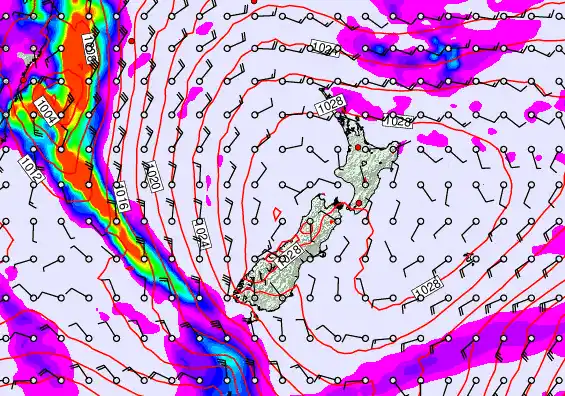 New Zealand forecast chart for Tuesday, May 19th, 2026 at 6:00 AM
