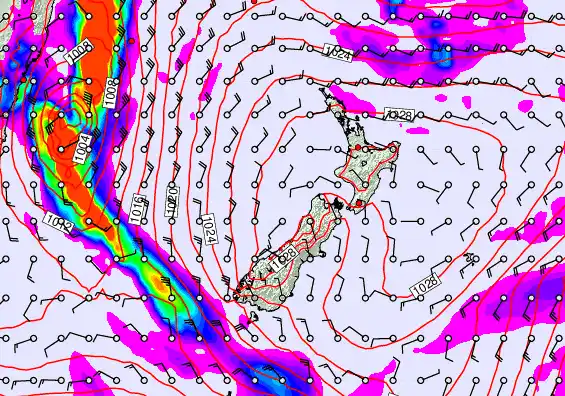 New Zealand forecast chart for Tuesday, May 19th, 2026 at 12:00 PM