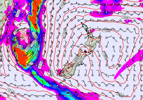 New Zealand forecast chart for Wednesday, May 20th, 2026 at 12:00 AM