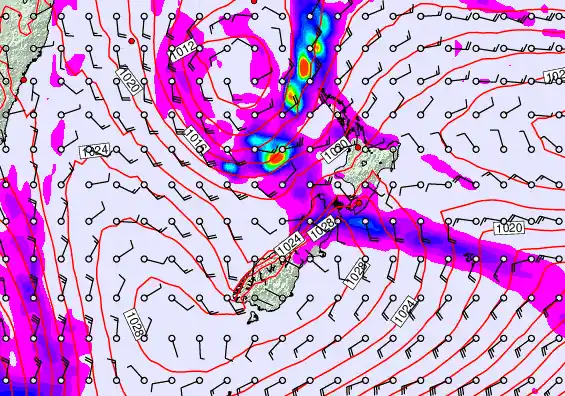 New Zealand forecast chart for Saturday, May 23rd, 2026 at 6:00 AM