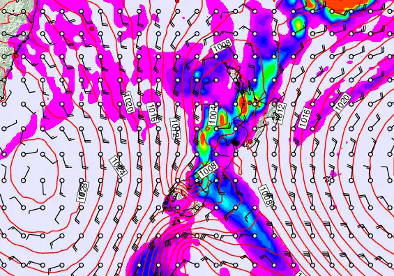 New Zealand forecast chart for Monday, May 25th, 2026 at 6:00 PM