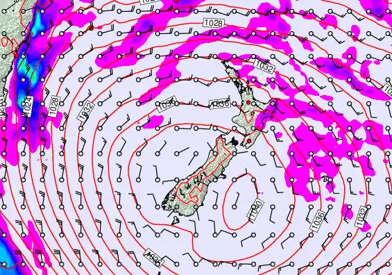 New Zealand forecast chart for Sunday, May 17th, 2026 at 12:00 AM