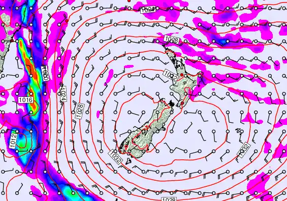 New Zealand forecast chart for Monday, May 18th, 2026 at 6:00 AM