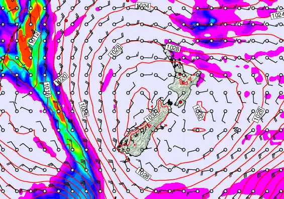 New Zealand forecast chart for Tuesday, May 19th, 2026 at 12:00 AM