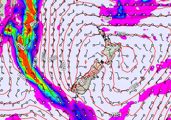 New Zealand forecast chart for Tuesday, May 19th, 2026 at 12:00 PM