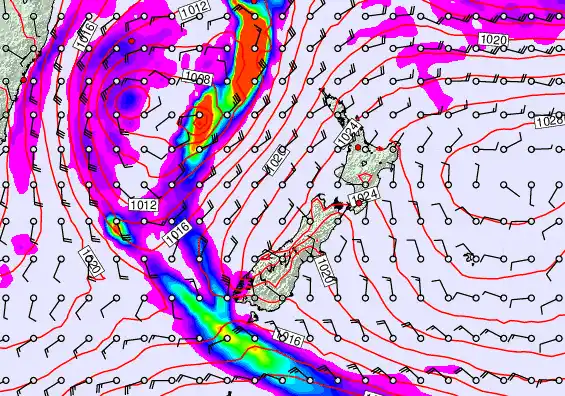 New Zealand forecast chart for Friday, May 22nd, 2026 at 12:00 AM