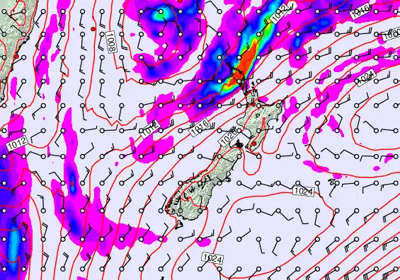 New Zealand forecast chart for Saturday, May 23rd, 2026 at 6:00 PM