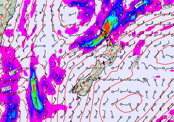 New Zealand forecast chart for Sunday, May 24th, 2026 at 12:00 AM